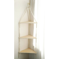 Підвісна настінна полиця макраме трикутна на 3 яруси еко декор для сучасного інтер’єру